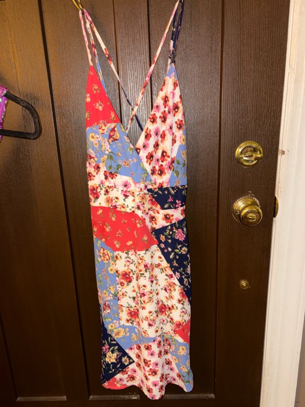 NEW GILLI Patchwork Floral Thin Strap Midi Dress